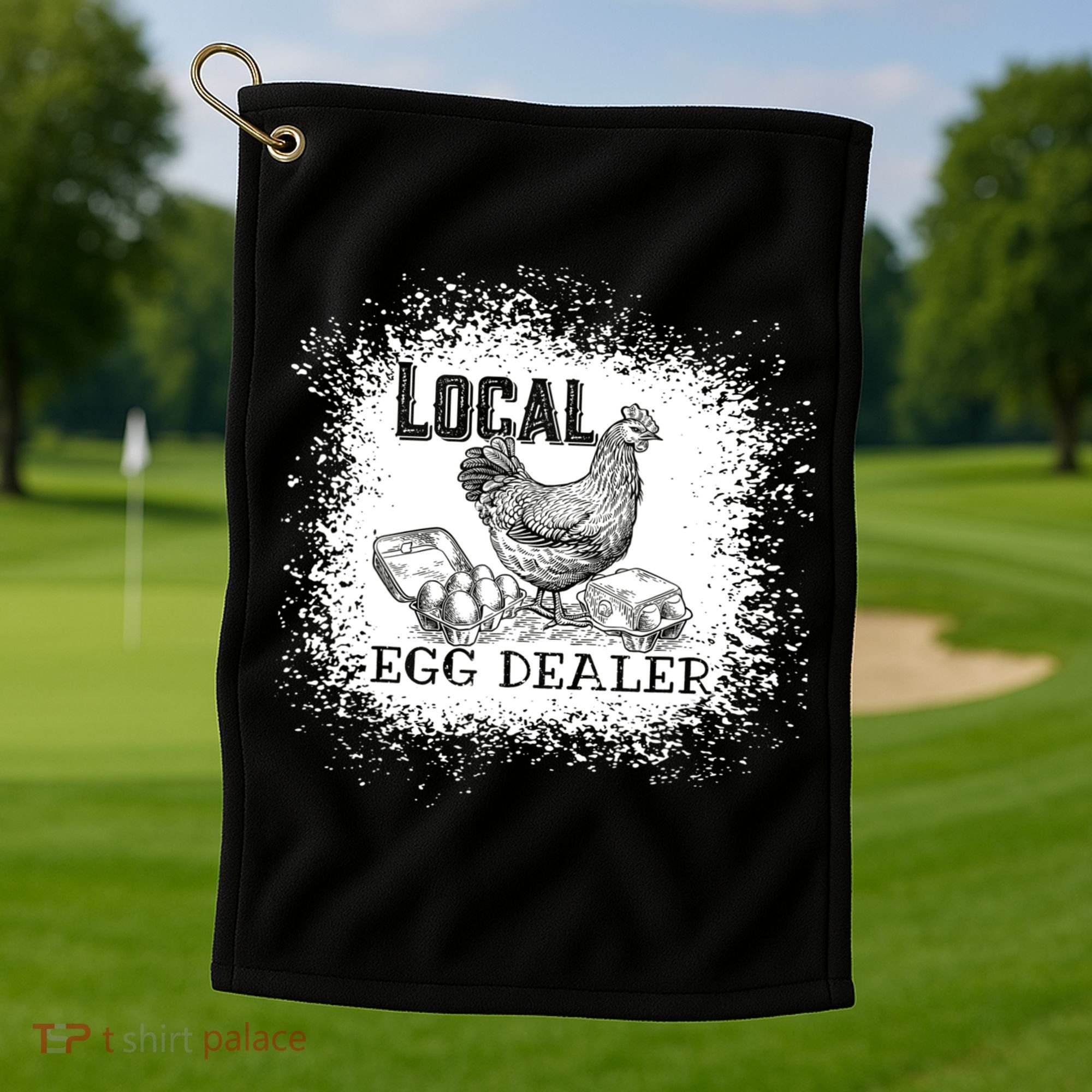 Local Egg Dealer Funny Bleached Chicken Lover Farm Farmer Golf Towel