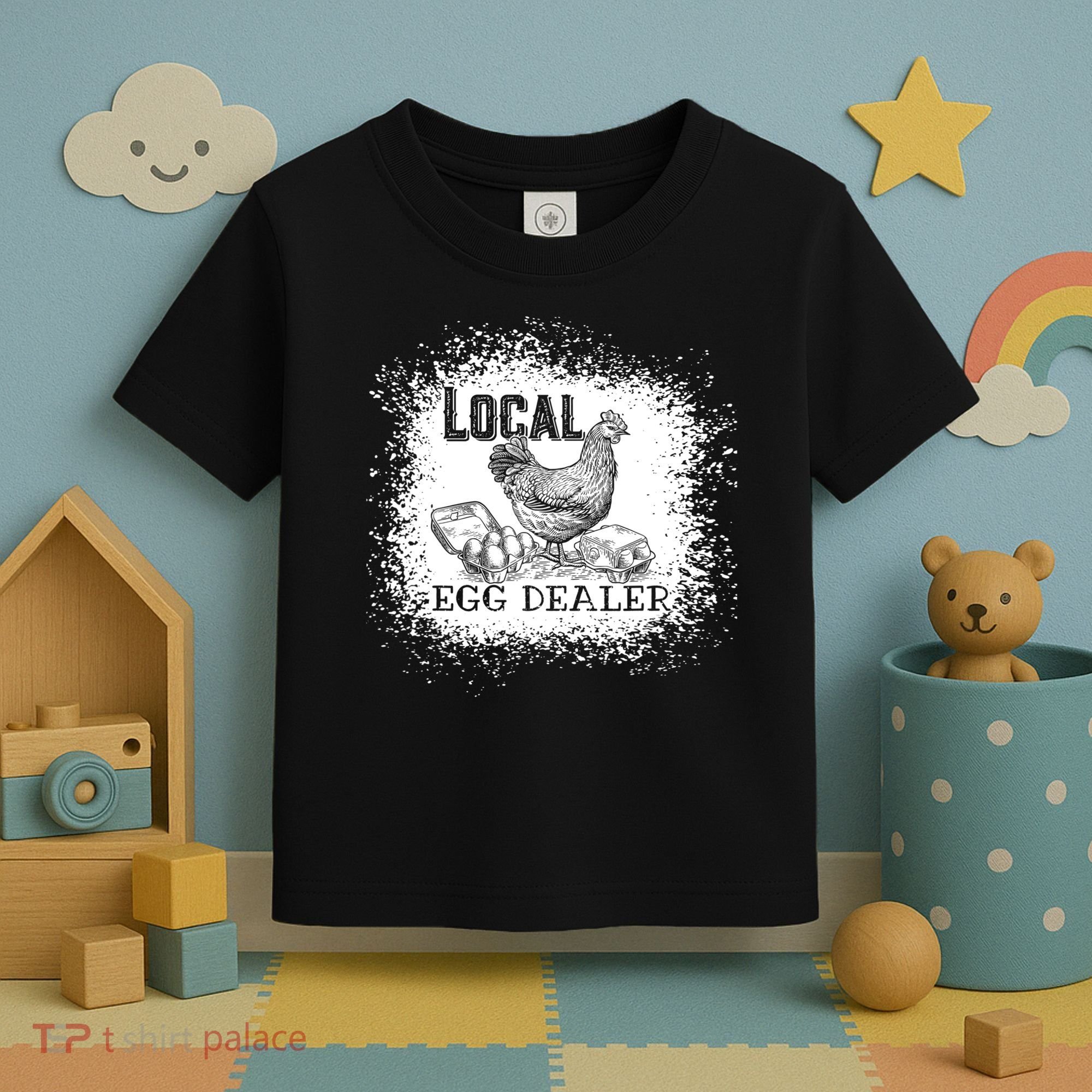 Local Egg Dealer Funny Bleached Chicken Lover Farm Farmer Toddler T-Shirt