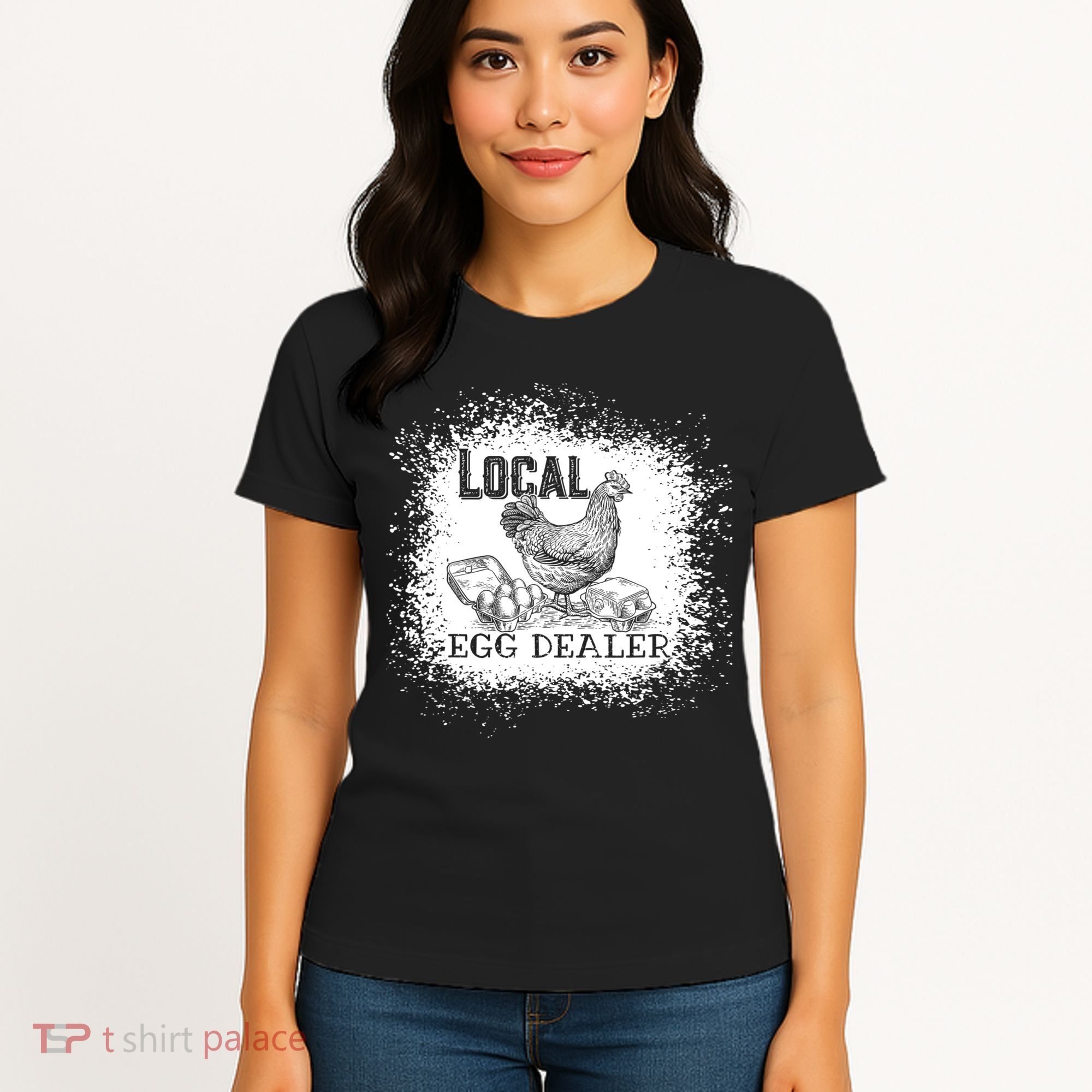 Local Egg Dealer Funny Bleached Chicken Lover Farm Farmer Women's T-Shirt