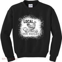 Local Egg Dealer Funny Bleached Chicken Lover Farm Farmer Kids Sweatshirt thumb 0