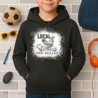 Local Egg Dealer Funny Bleached Chicken Lover Farm Farmer Kids Hoodie thumb 2