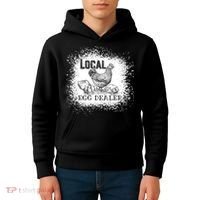 Local Egg Dealer Funny Bleached Chicken Lover Farm Farmer Kids Hoodie thumb 4