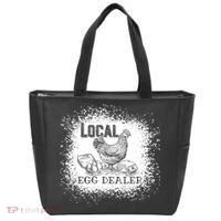 Local Egg Dealer Funny Bleached Chicken Lover Farm Farmer Tote Bag thumb 0