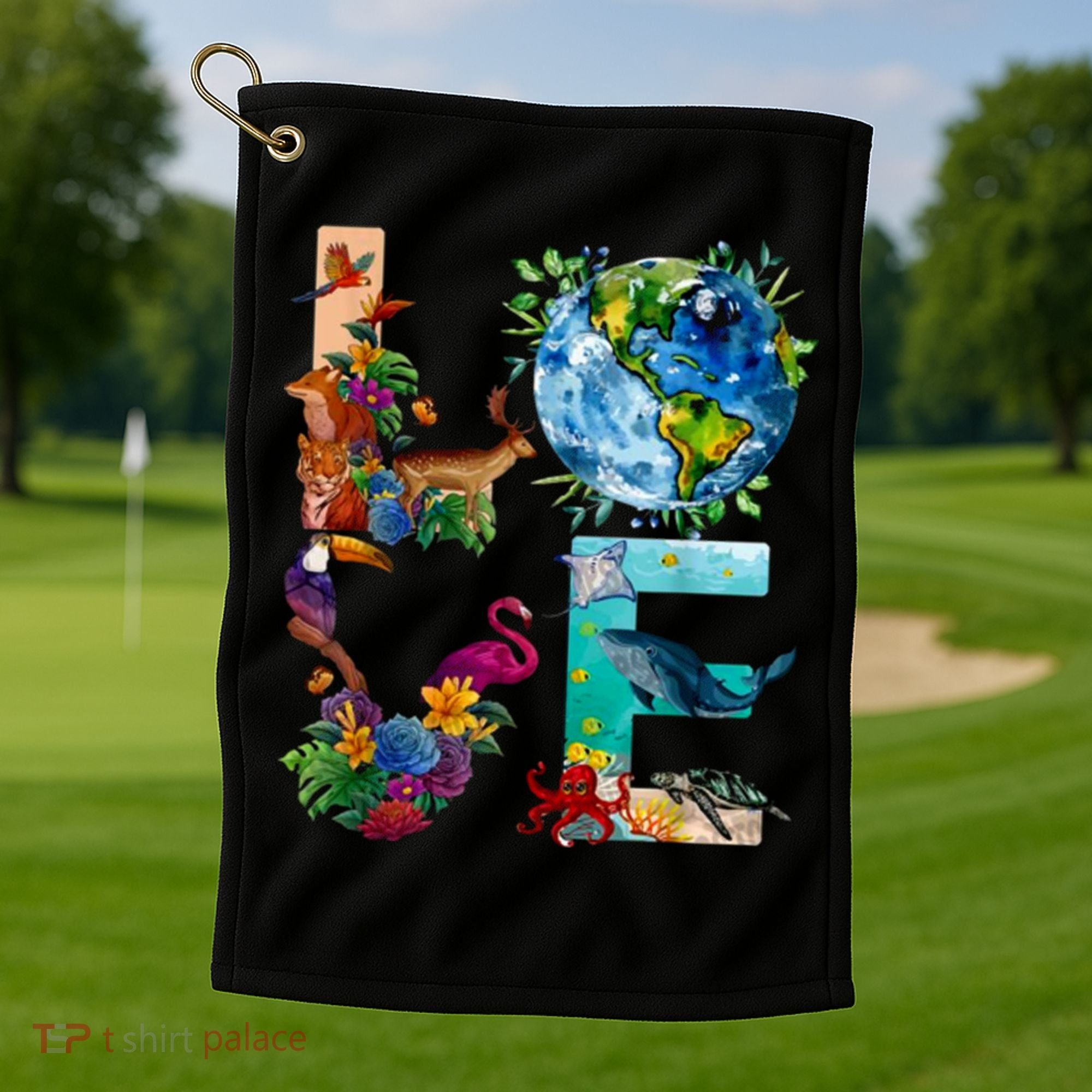 Love Earth Day Nature Golf Towel