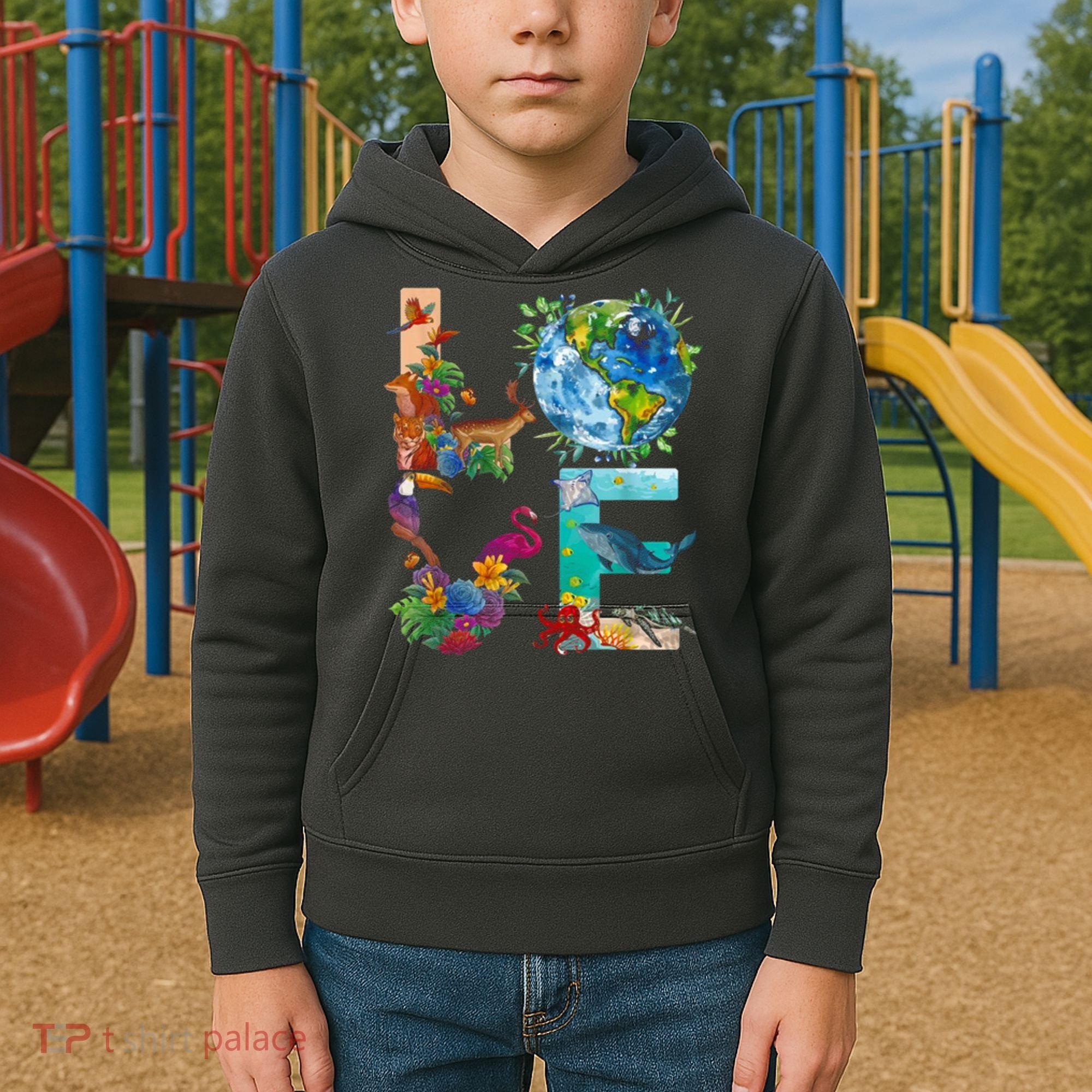 Love Earth Day Nature Kids Hoodie