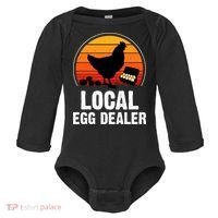 Local Egg Dealer Funny Retro Egg Peddler Chicken Egg Farmer Baby Long Sleeve Bodysuit thumb 0