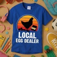 Local Egg Dealer Funny Retro Egg Peddler Chicken Egg Farmer Kids T-Shirt thumb 3