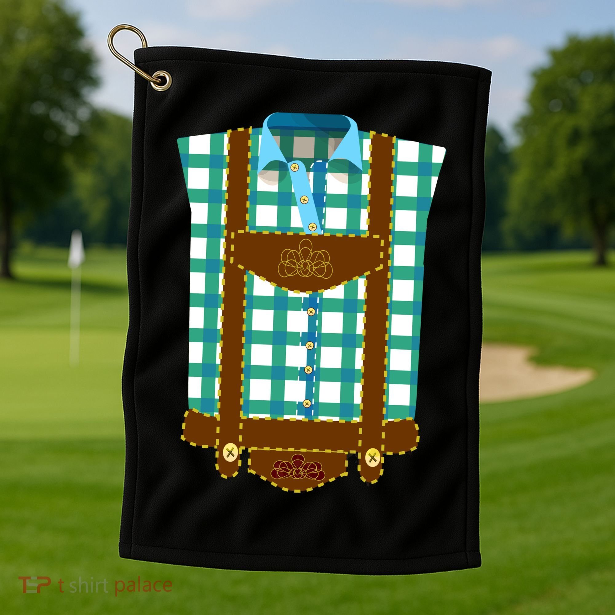 Lederhosen Costume Funny Oktoberfest Tux Golf Towel