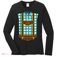 Lederhosen Costume Funny Oktoberfest Tux Women's Long Sleeve Shirt thumb 0