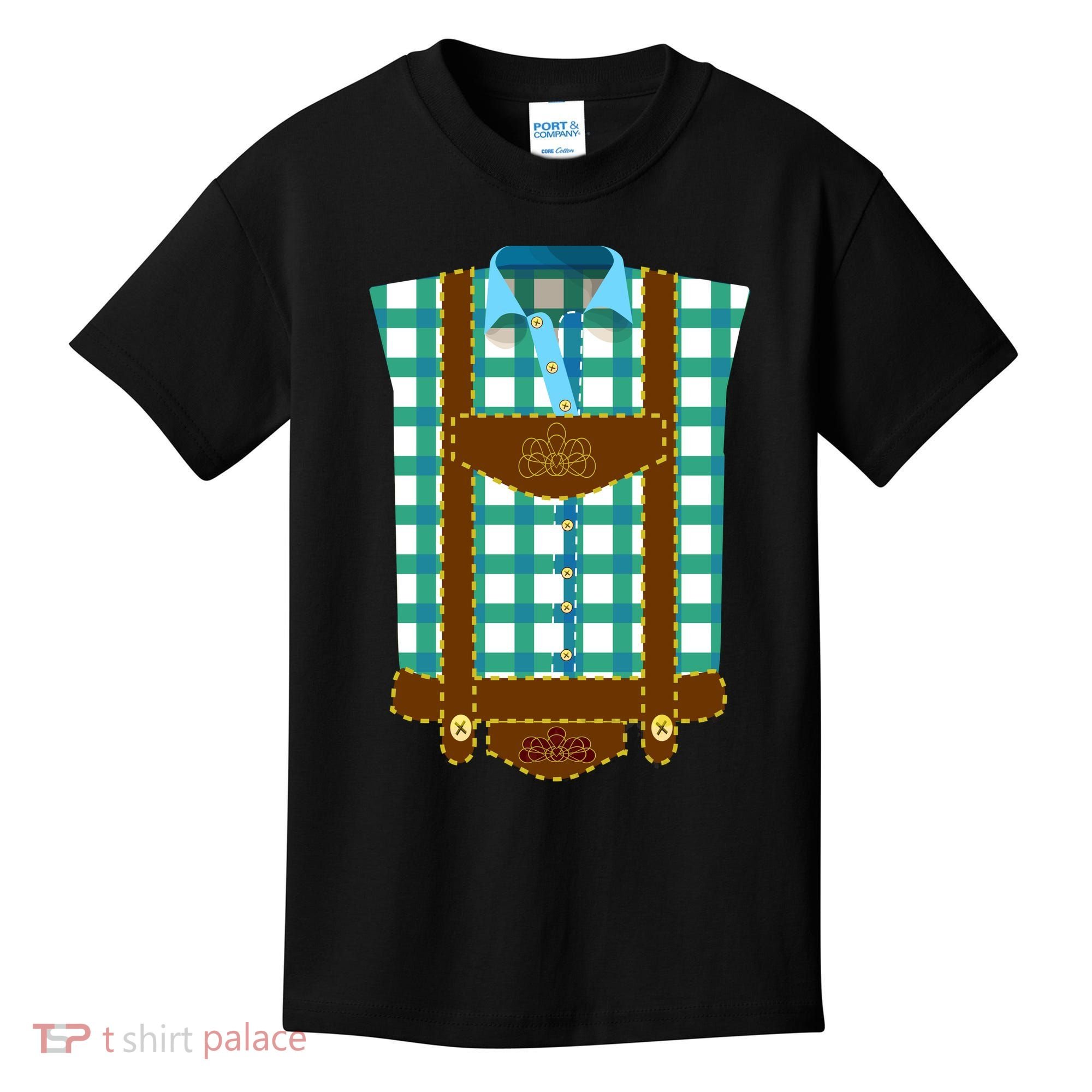 Lederhosen Costume Funny Oktoberfest Tux Kids T-Shirt
