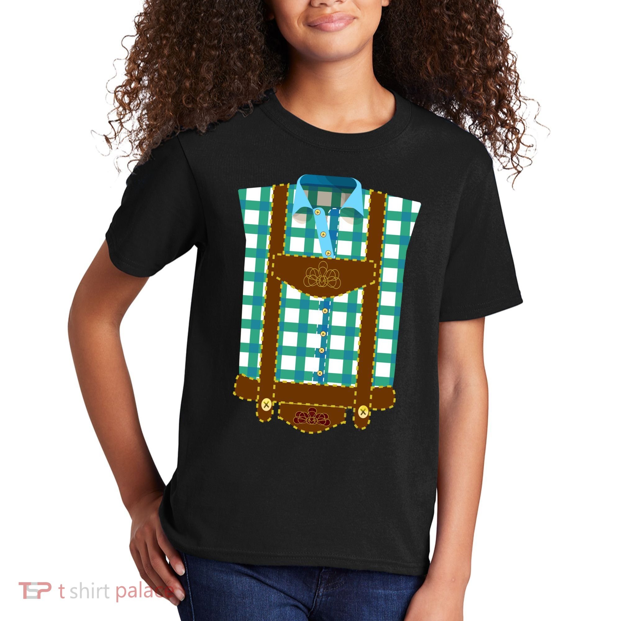 Lederhosen Costume Funny Oktoberfest Tux Kids T-Shirt