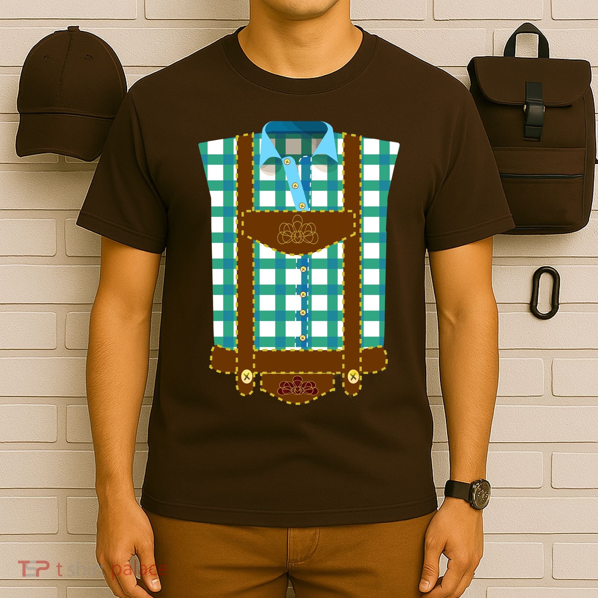 Lederhosen Costume Funny Oktoberfest Tux T-Shirt