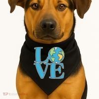 Love Earth Earth Day Simple Letter Box USA-Made Doggie Bandana thumb 1