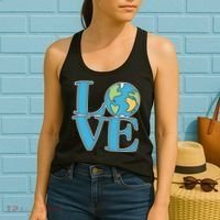 Love Earth Earth Day Simple Letter Box Women's Tank Top thumb 2
