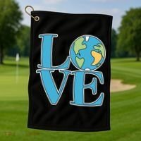 Love Earth Earth Day Simple Letter Box Golf Towel thumb 1