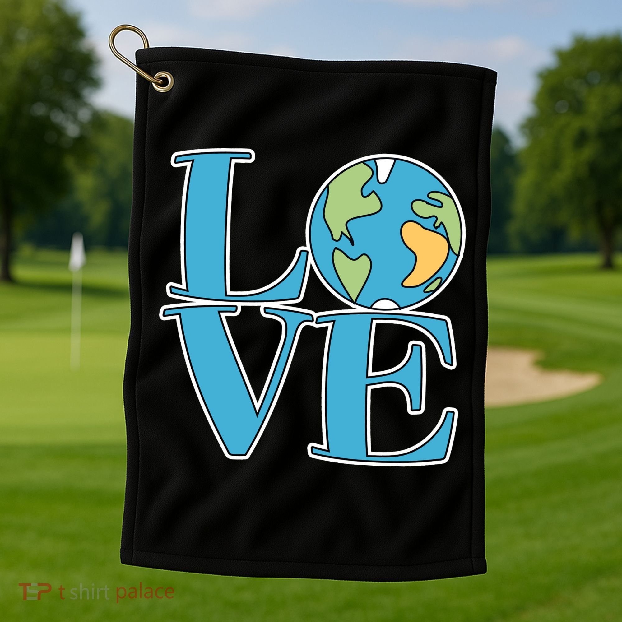 Love Earth Earth Day Simple Letter Box Golf Towel