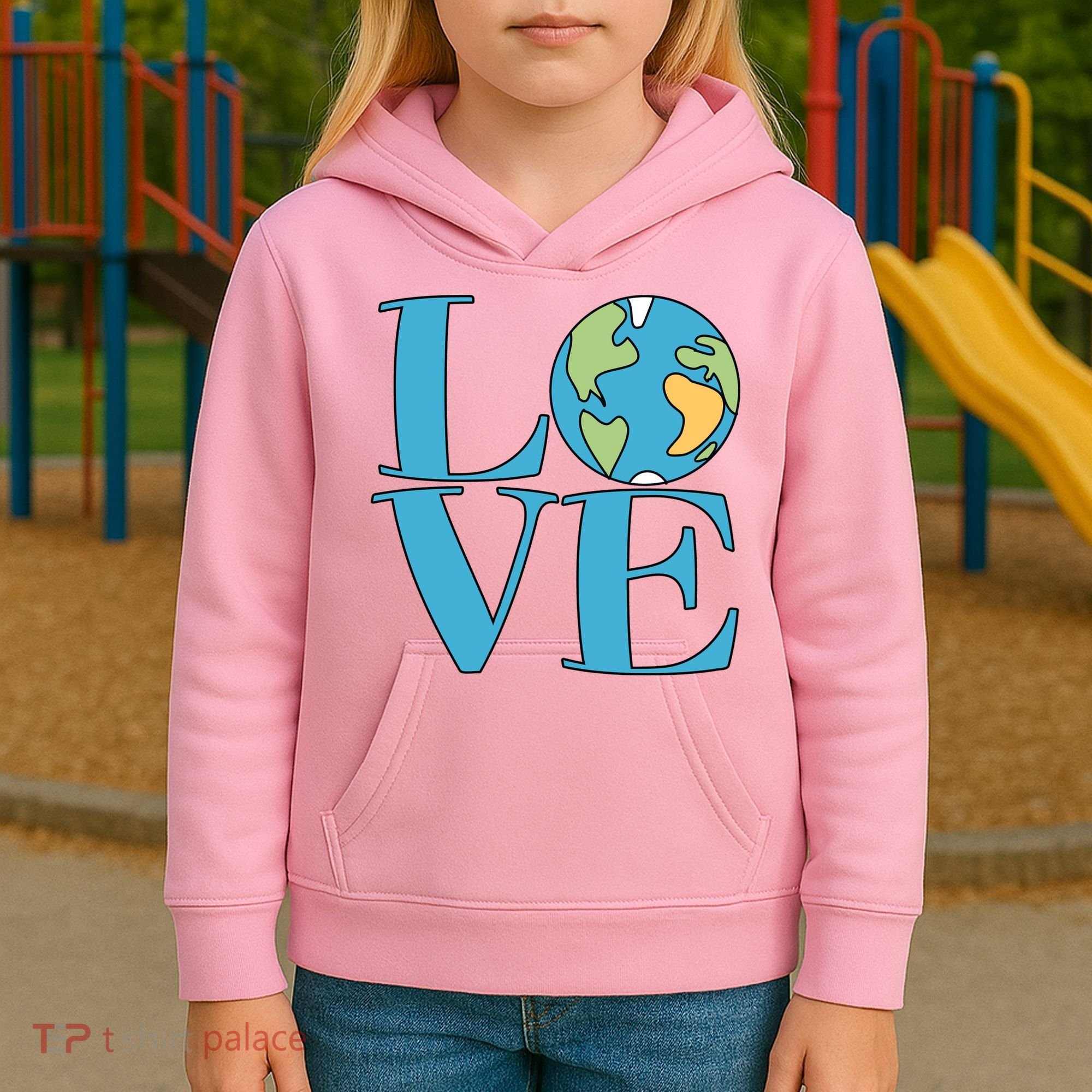 Love Earth Earth Day Simple Letter Box Kids Hoodie