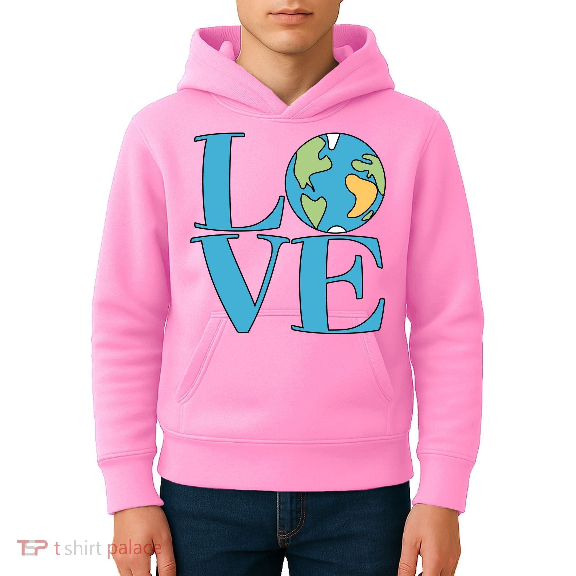 Love Earth Earth Day Simple Letter Box Kids Hoodie