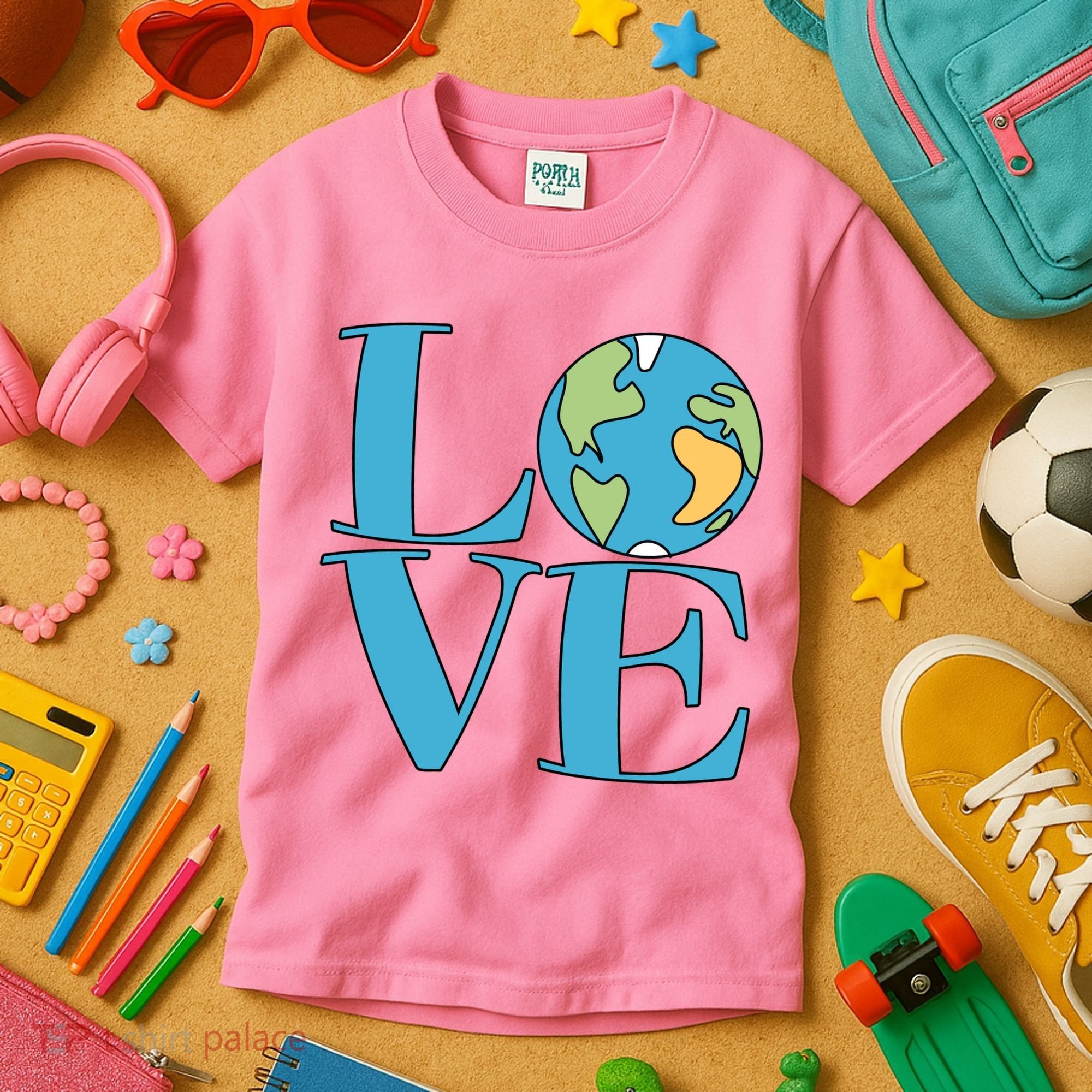 Love Earth Earth Day Simple Letter Box Kids T-Shirt