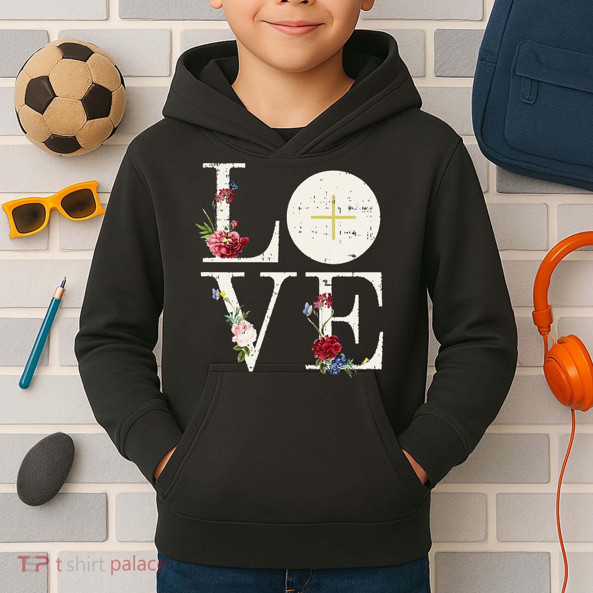 Love Eucharist First Holy Communion Christian Catholic Gift Kids Hoodie