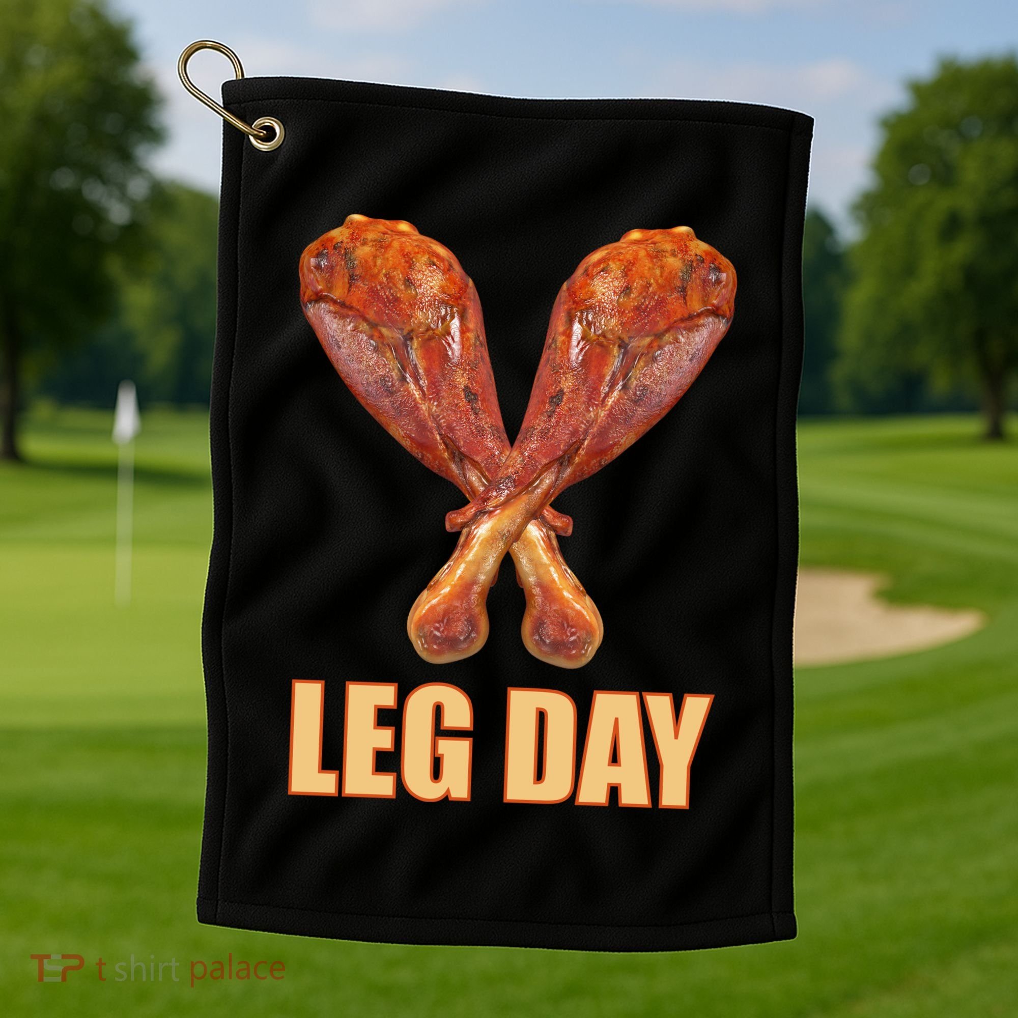 Leg Day Funny Thanksgiving Turkey Golf Towel