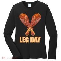 Leg Day Funny Thanksgiving Turkey Women's Long Sleeve Shirt thumb 0