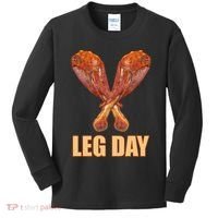 Leg Day Funny Thanksgiving Turkey Kids Long Sleeve Shirt thumb 0