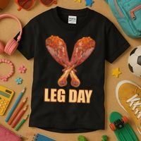 Leg Day Funny Thanksgiving Turkey Kids T-Shirt thumb 3