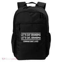 Let's Eat Grandma Commas Save Lives Funny  Backpack thumb 0