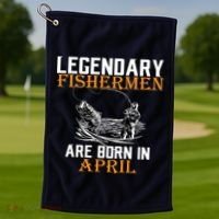 Legendary Fishermen Are Born In April Golf Towel thumb 1