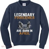 Legendary Fishermen Are Born In April Kids Sweatshirt thumb 0
