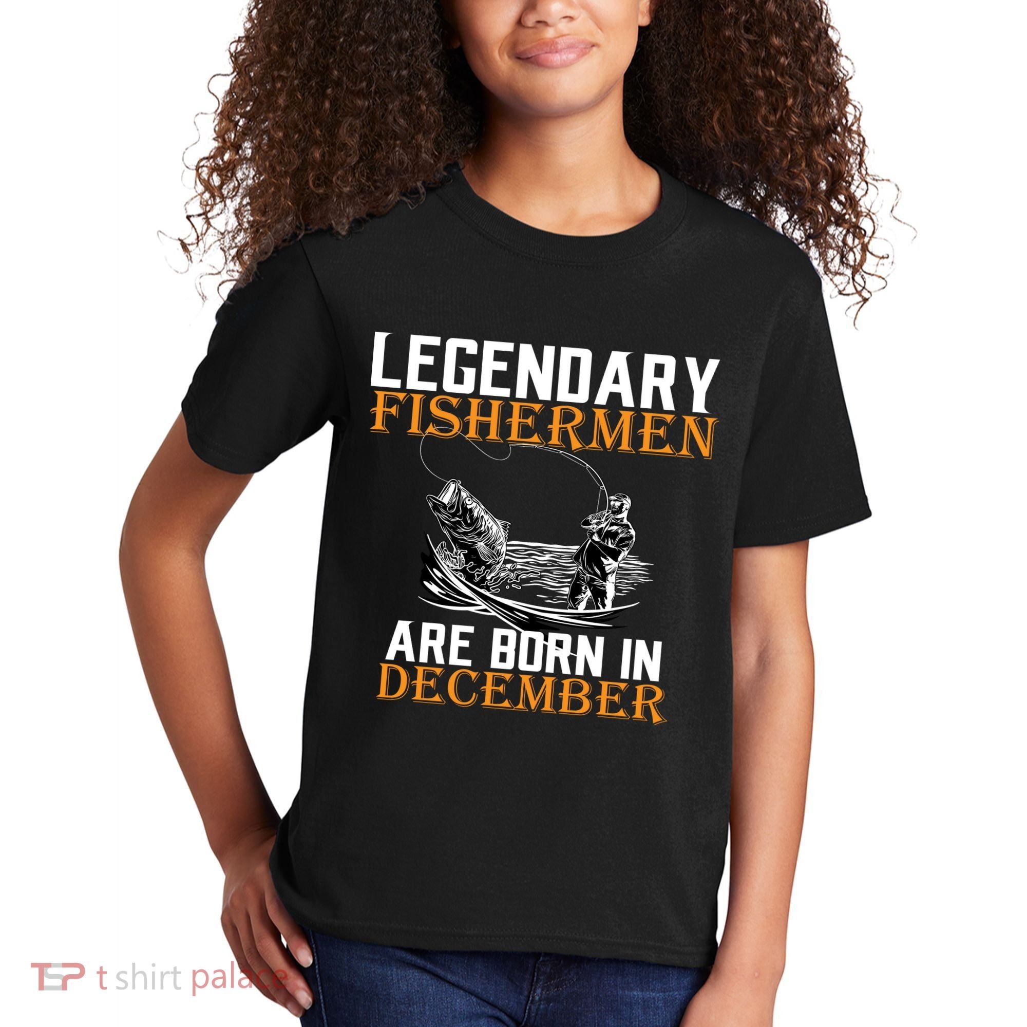 Legendary Fishermen Are Born In December Kids T-Shirt