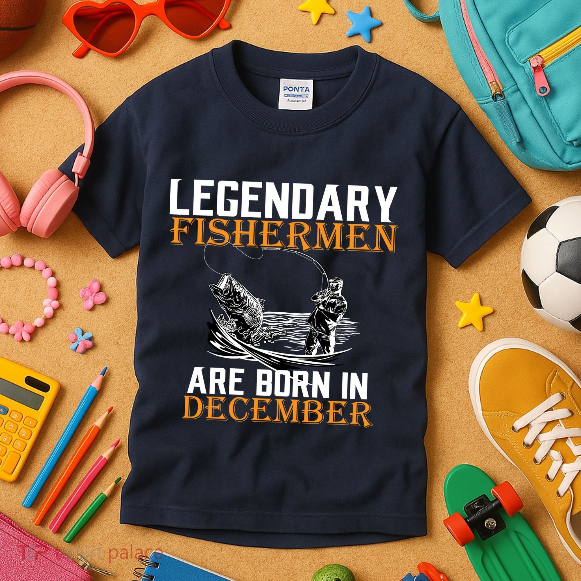 Legendary Fishermen Are Born In December Kids T-Shirt