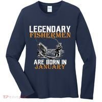 Legendary Fishermen Are Born In January  Women's Long Sleeve Shirt thumb 0