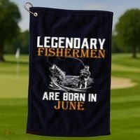 Legendary Fishermen Are Born In June Golf Towel thumb 1