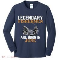 Legendary Fishermen Are Born In June Kids Long Sleeve Shirt thumb 0