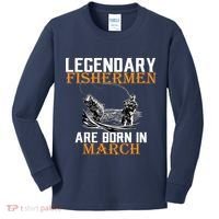 Legendary Fishermen Are Born In March Kids Long Sleeve Shirt thumb 0