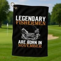 Legendary Fishermen Are Born In November  Golf Towel thumb 1