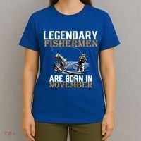 Legendary Fishermen Are Born In November  T-Shirt thumb 4