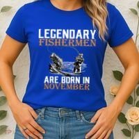 Legendary Fishermen Are Born In November  Women's T-Shirt thumb 2