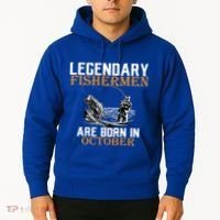 Legendary Fishermen Are Born In October Hoodie thumb 2