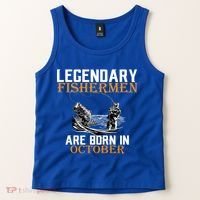 Legendary Fishermen Are Born In October Tank Top thumb 2