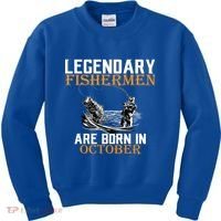 Legendary Fishermen Are Born In October Kids Sweatshirt thumb 0