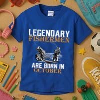 Legendary Fishermen Are Born In October Kids T-Shirt thumb 3
