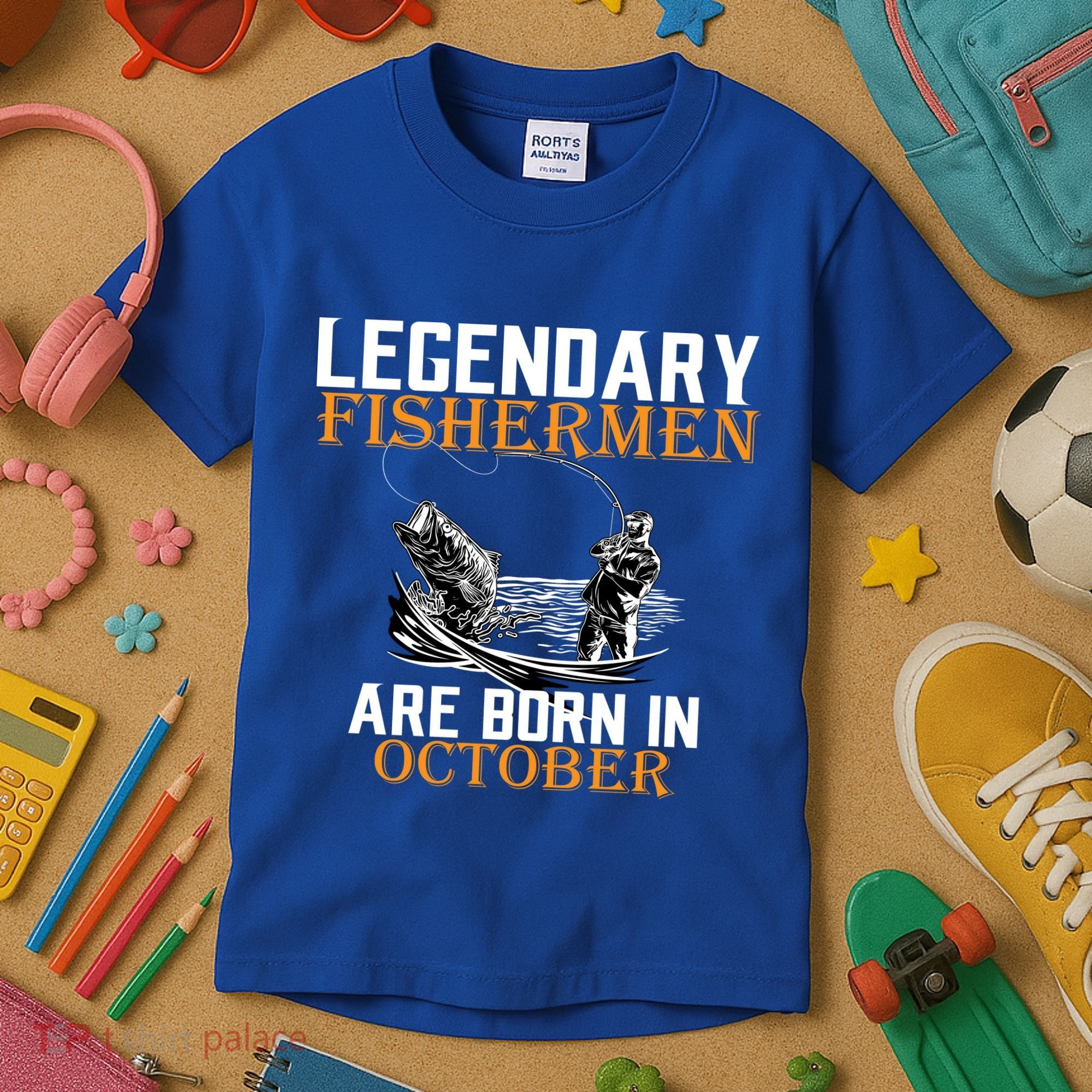 Legendary Fishermen Are Born In October Kids T-Shirt