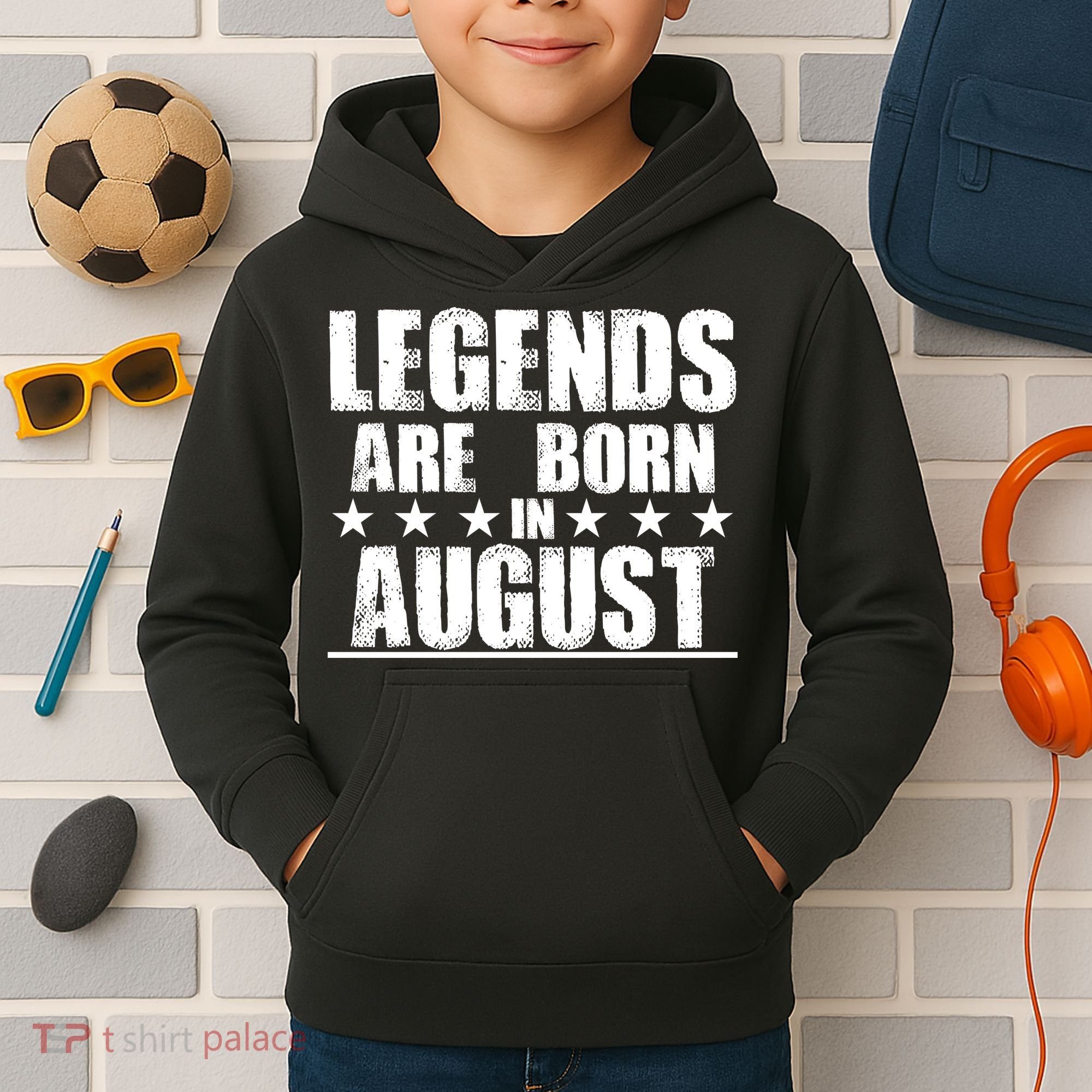 Legends Are Born In August Birthday Kids Hoodie