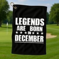 Legends Are Born In December Birthday Golf Towel thumb 1