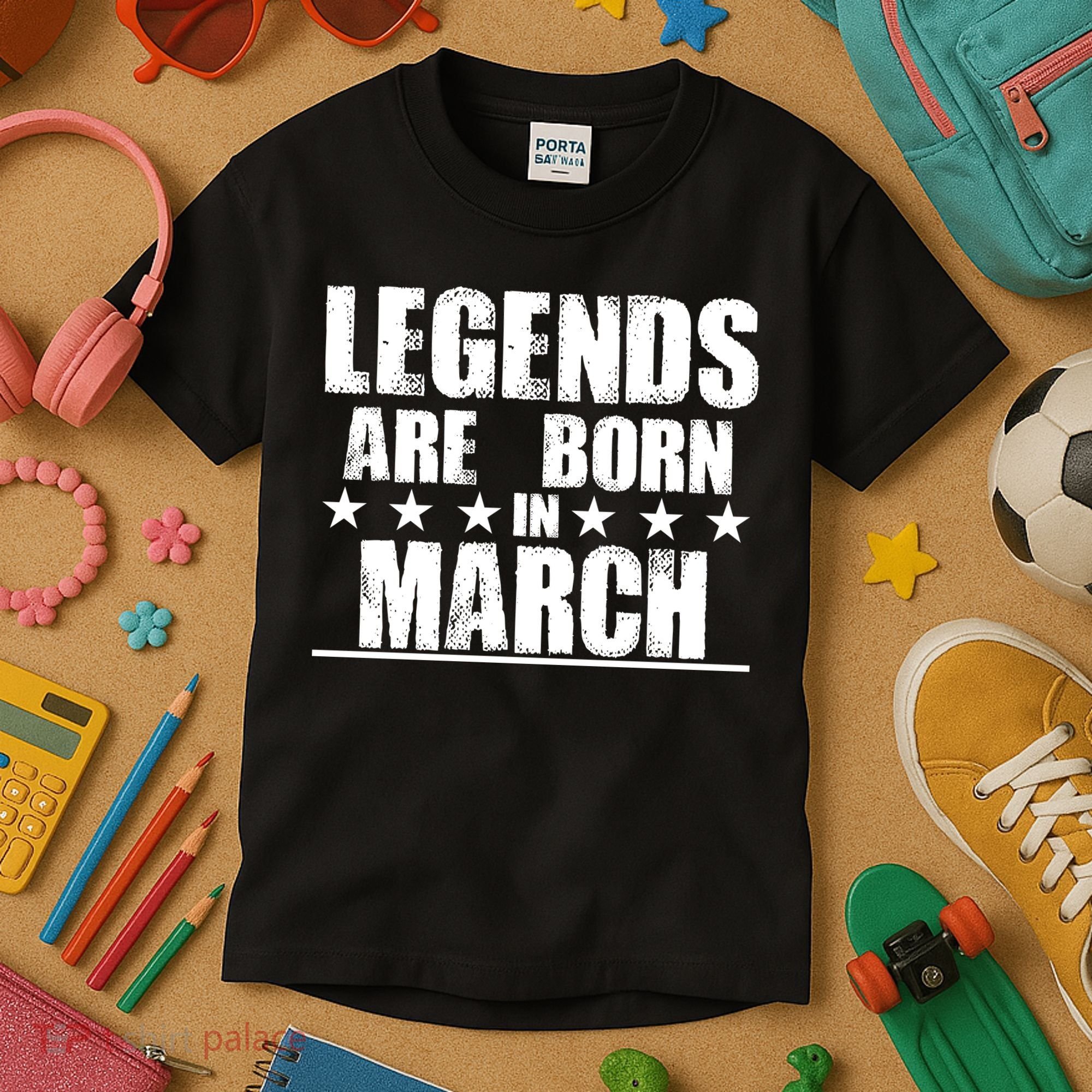 Legends Are Born In March Birthday Kids T-Shirt