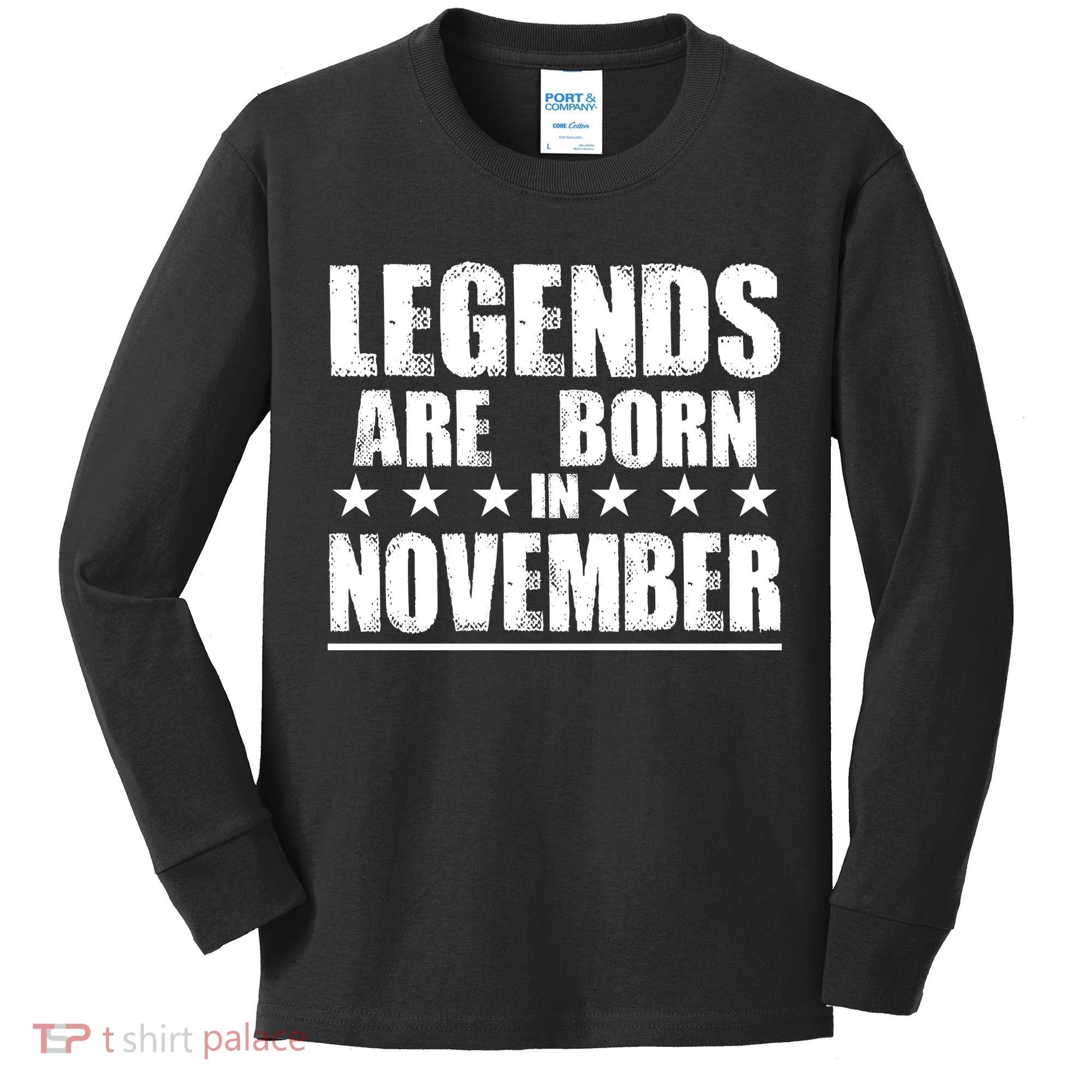 Legends Are Born In November Birthday Kids Long Sleeve Shirt