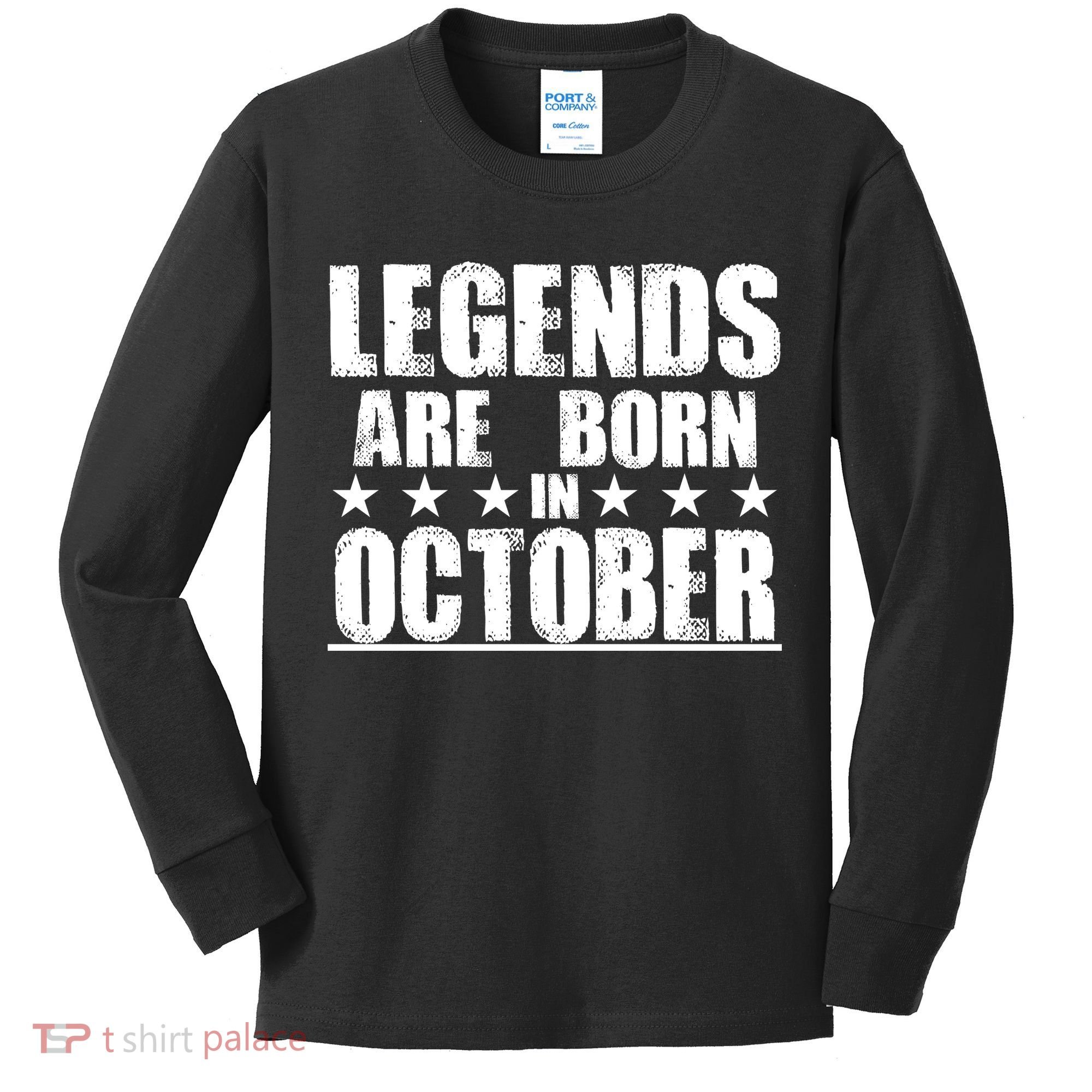 Legends Are Born In October Birthday Kids Long Sleeve Shirt